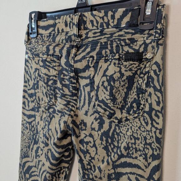 7 For All Mankind 7FAM The Ankle Skinny Jeans Royal Leopard Print Size 25 - Picture 6 of 10